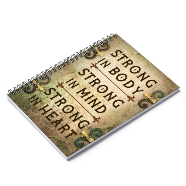 Strong In Body, Mind, Heart (Brown) Spiral Notebook - Ruled Line - Image 2