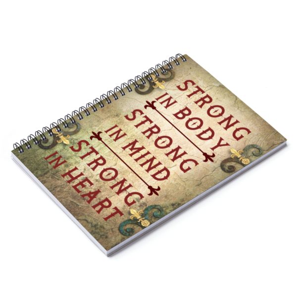 Strong in Body, Mind, and Heart (Red) Spiral Notebook - Ruled Line - Image 2